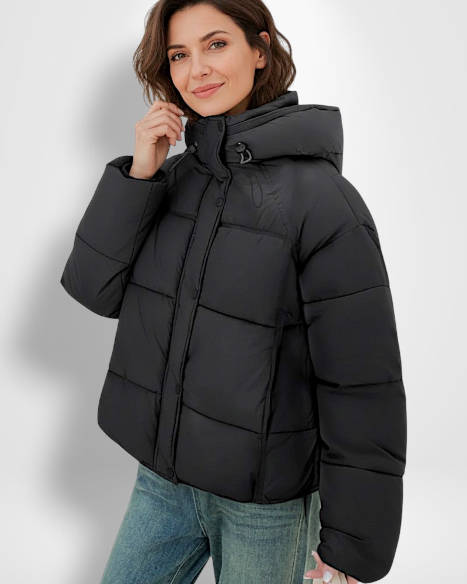 Hooded Quilted Jacket for Women, Straight Cut