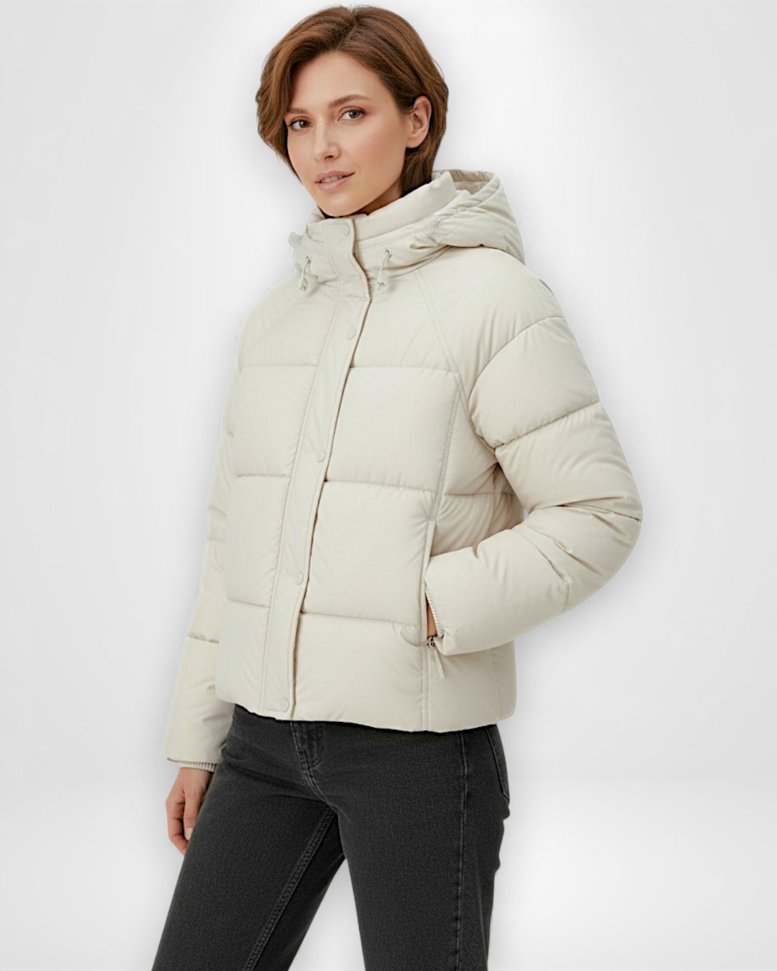 Hooded Quilted Jacket for Women, Straight Cut