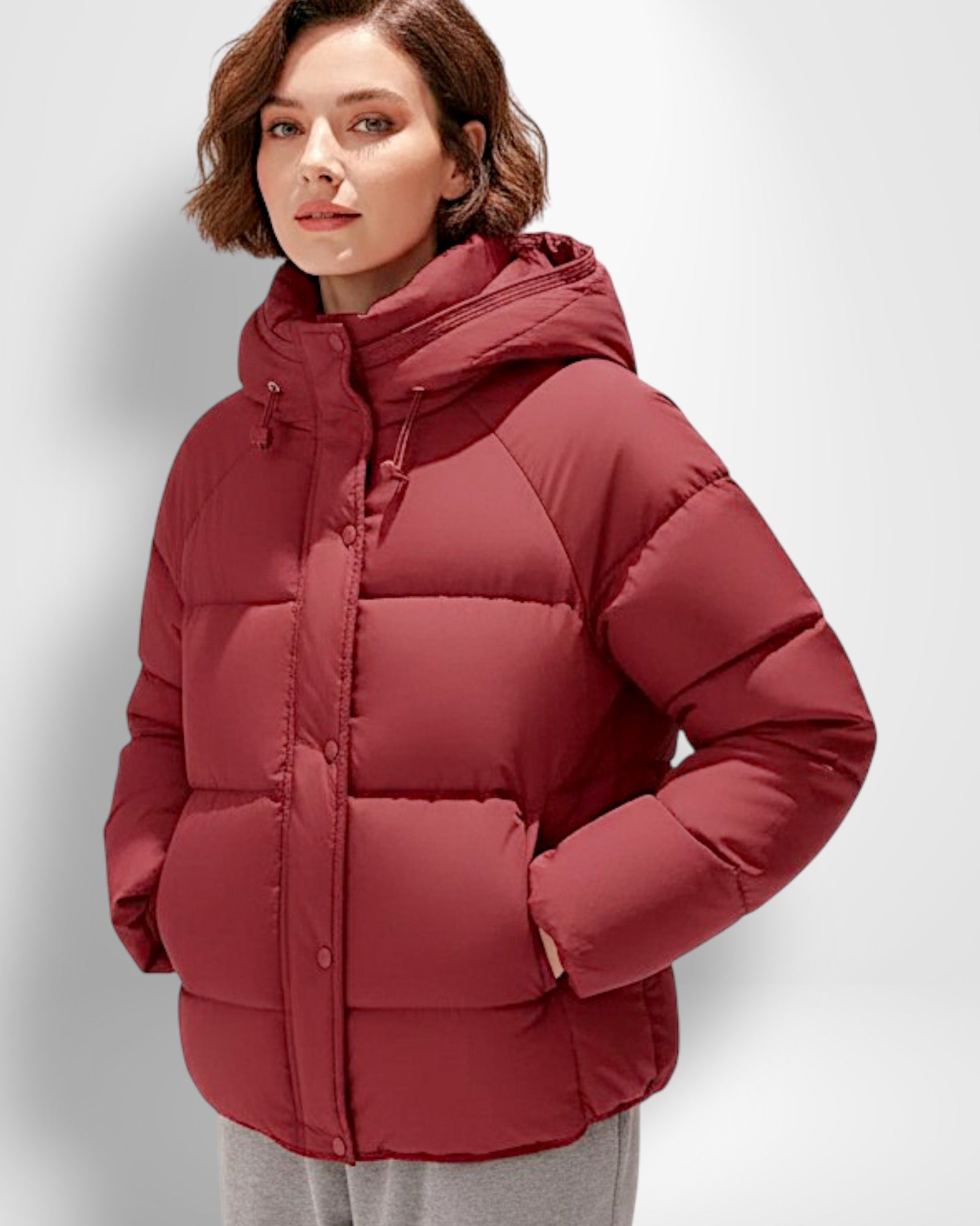 Hooded Quilted Jacket for Women, Straight Cut