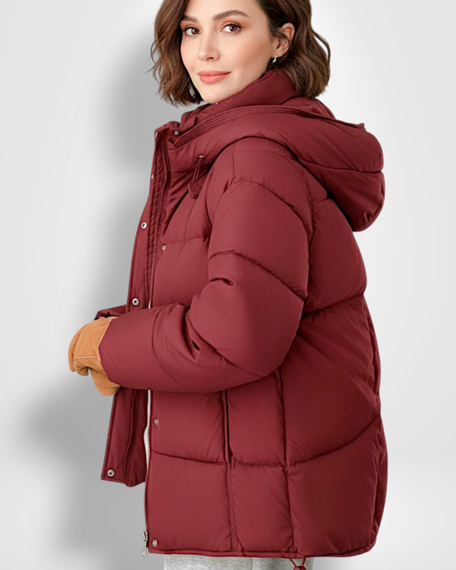 Hooded Quilted Jacket for Women, Straight Cut