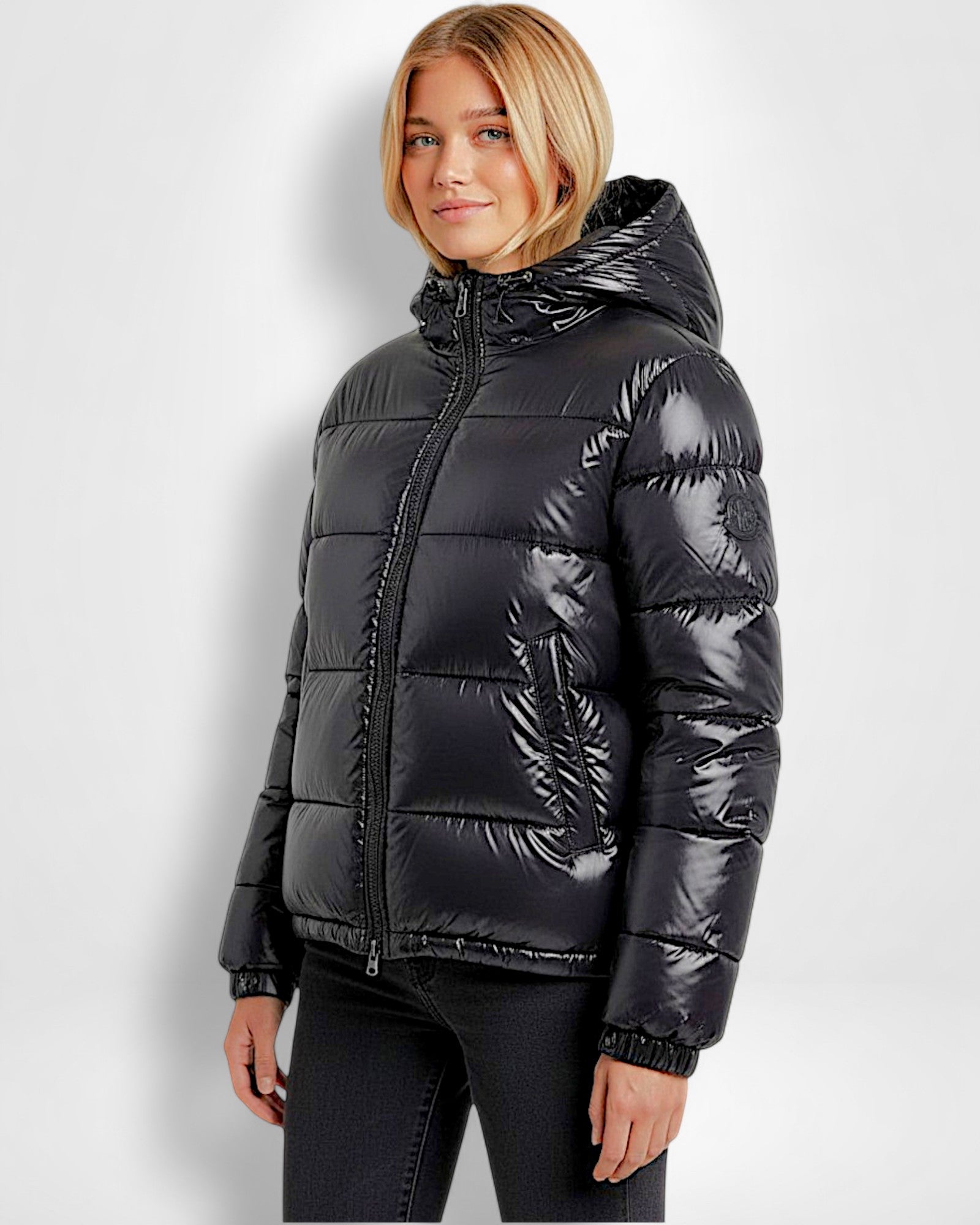 Hooded Shiny Puffer Jacket for Women