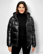 Hooded Shiny Puffer Jacket for Women