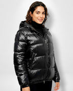 Hooded Shiny Puffer Jacket for Women