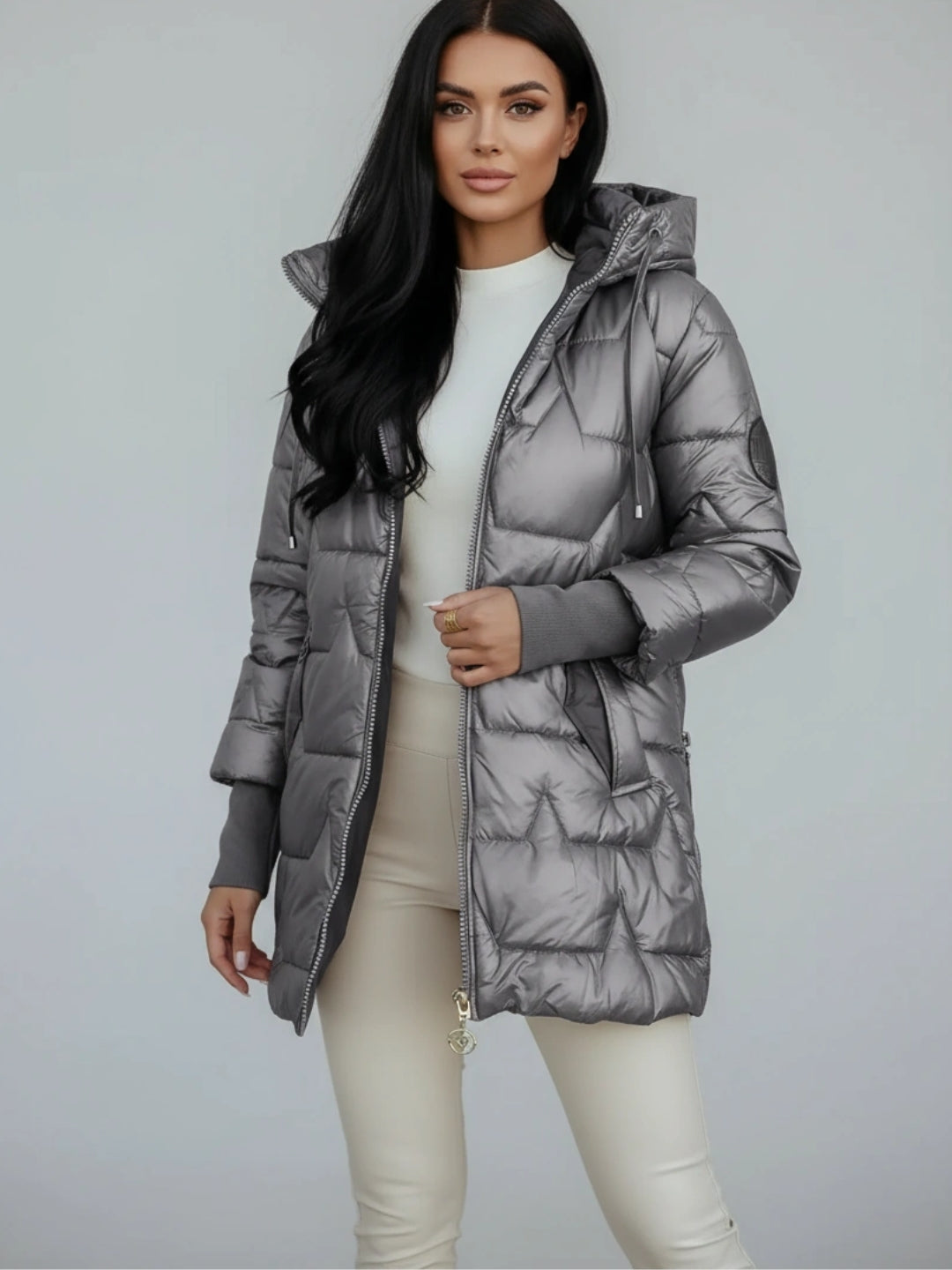 Hooded Short Fit Quilted Puffer Jacket for Women