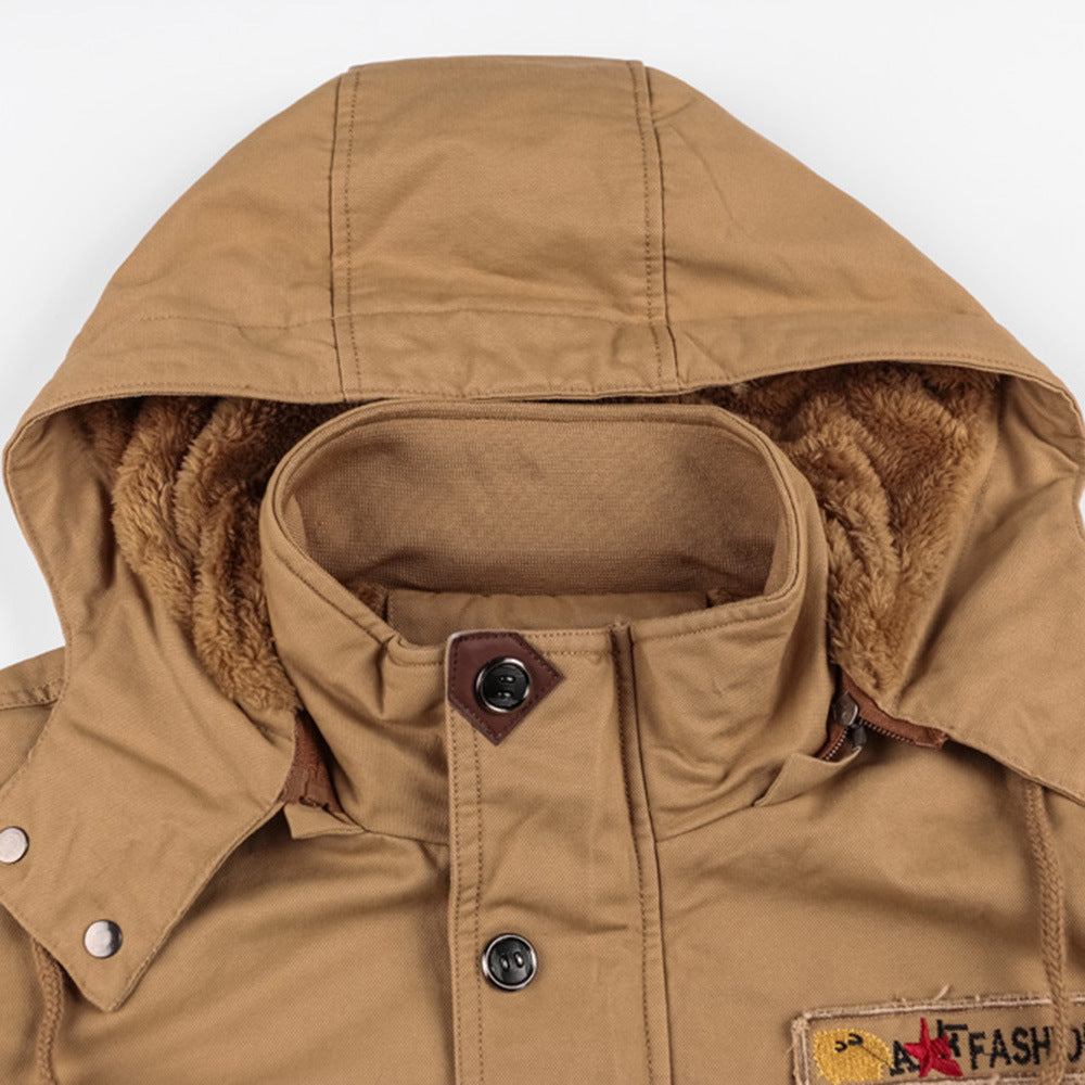 Hooded Winter Jacket for Men with Flap Pockets