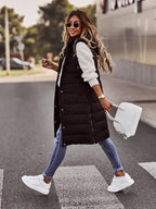 Knee-Length Quilted Vest for Women