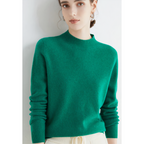Knit Crew Neck Sweater for Women with Ribbed Cuffs