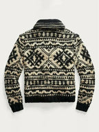 Knitted Men's Cardigan with Patchwork Design