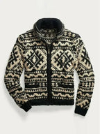 Knitted Men's Cardigan with Patchwork Design