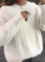 Knitted Wool Sweater for Women, Long Sleeve Elegant Style