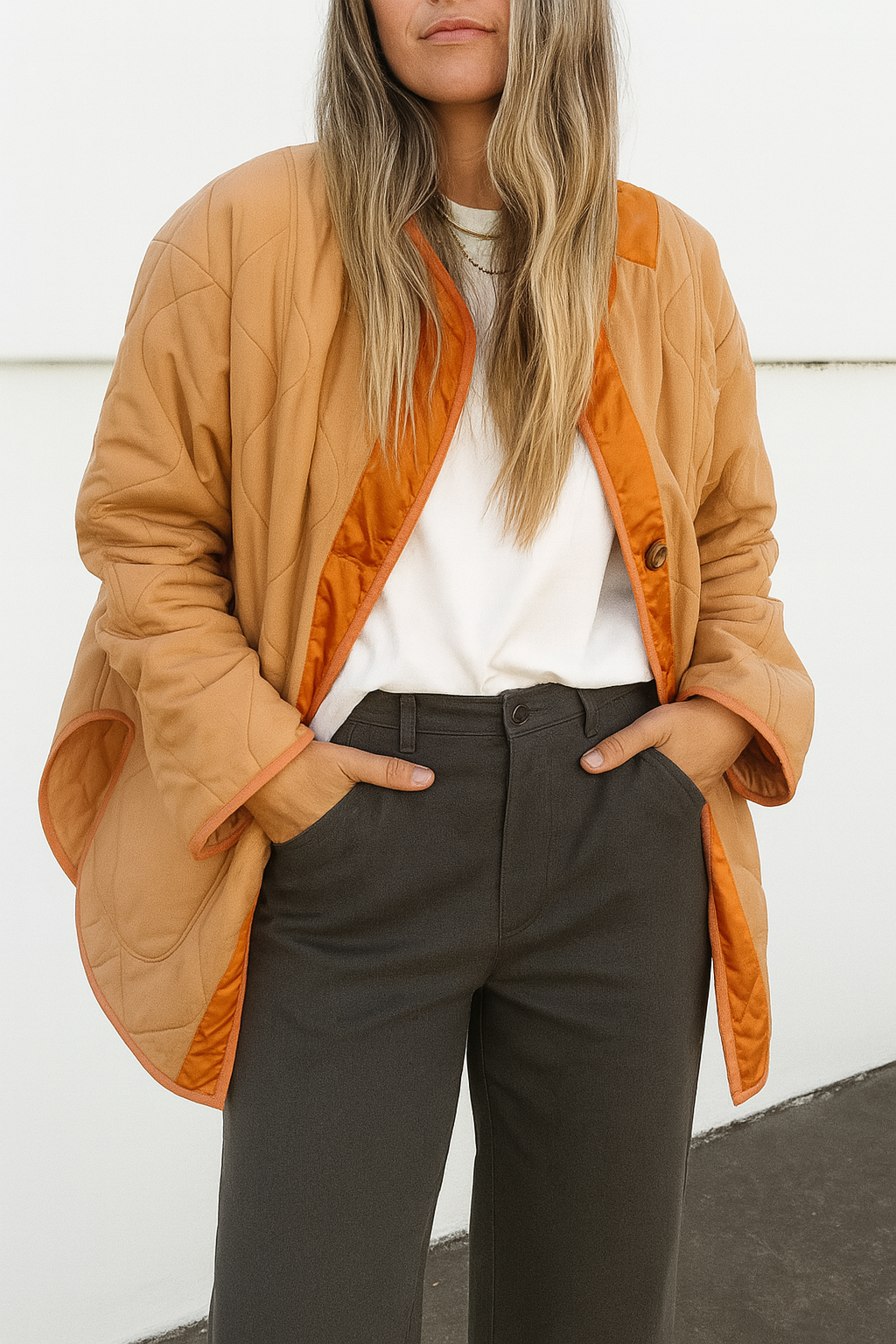 Lightweight Quilted Jacket for Women with Button Closure