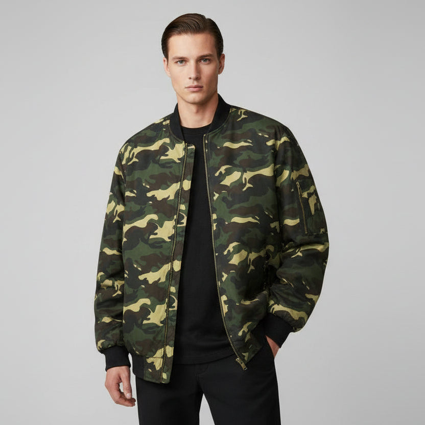Lightweight Quilted Mens Bomber Jacket with Zipped Pockets