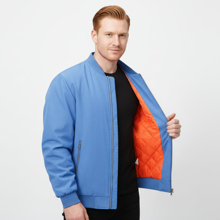 Lightweight Quilted Mens Bomber Jacket with Zipped Pockets