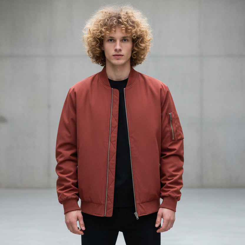 Lightweight Quilted Mens Bomber Jacket with Zipped Pockets