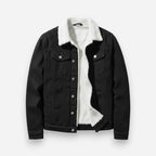 Lined Denim Jacket for Men with Fleece Collar