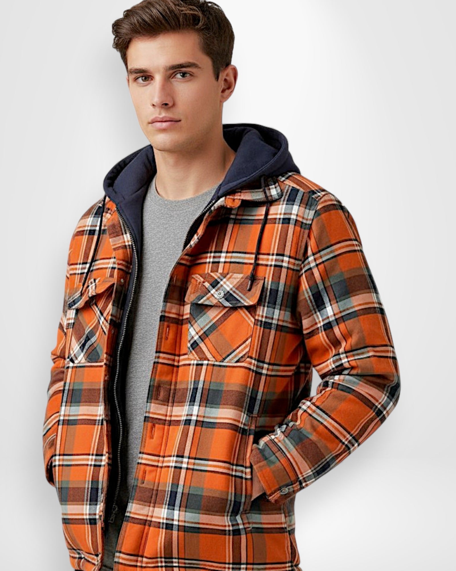 Lined Hooded Lumberjack Jacket for Men
