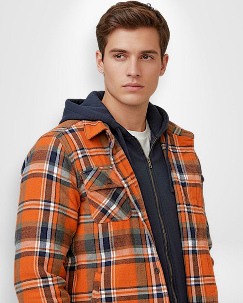Checked Hooded Overshirt for Men