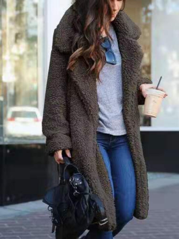 Long Fleece Teddy Coat for Women 3