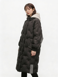 Long Quilted Puffer Coat with Hood for Women