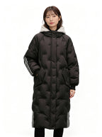 Long Quilted Puffer Coat with Hood for Women