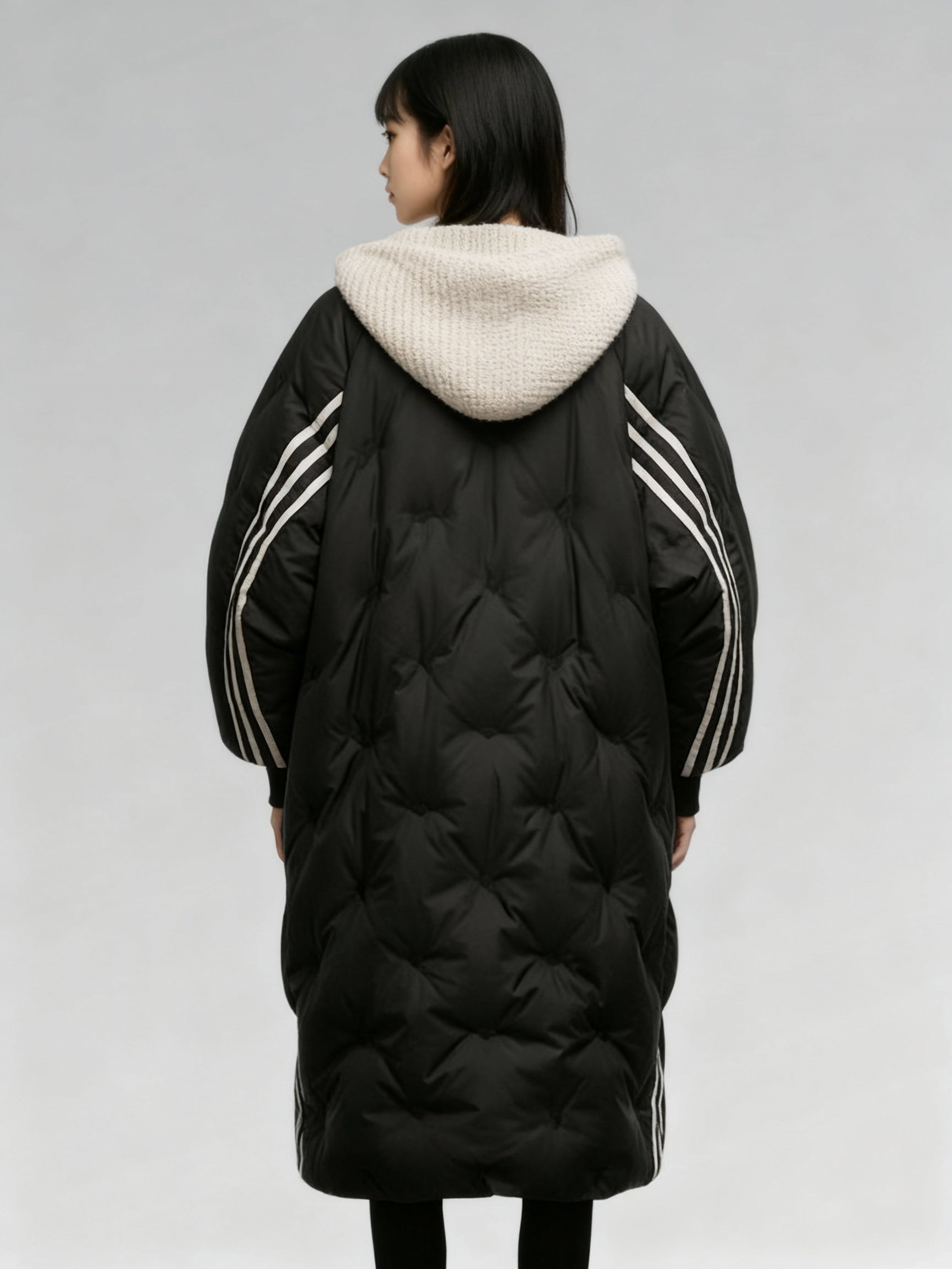 Long Quilted Puffer Coat with Hood for Women