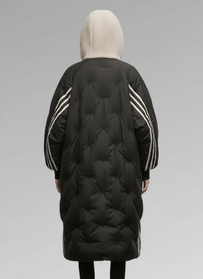 Long Quilted Puffer Coat with Hood for Women
