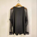 Long Sleeve Sequin Top with Mesh Sleeves for Women