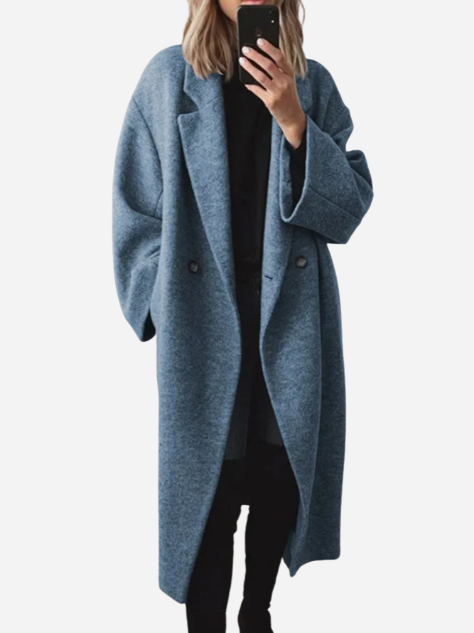 Double Breasted Longline Coat for Women in Relaxed Fit