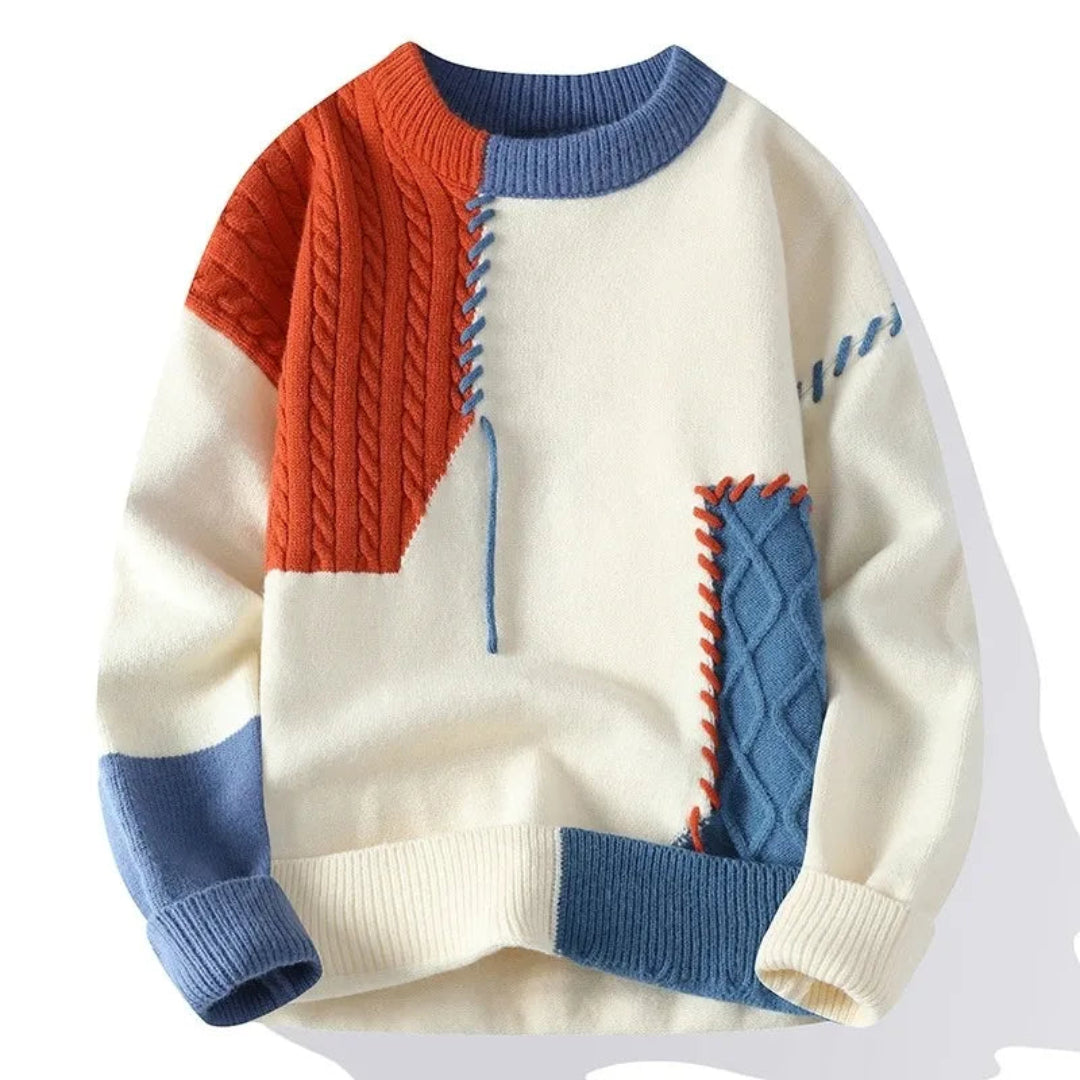 Loose-Fit Patchwork Sweater for Women 0