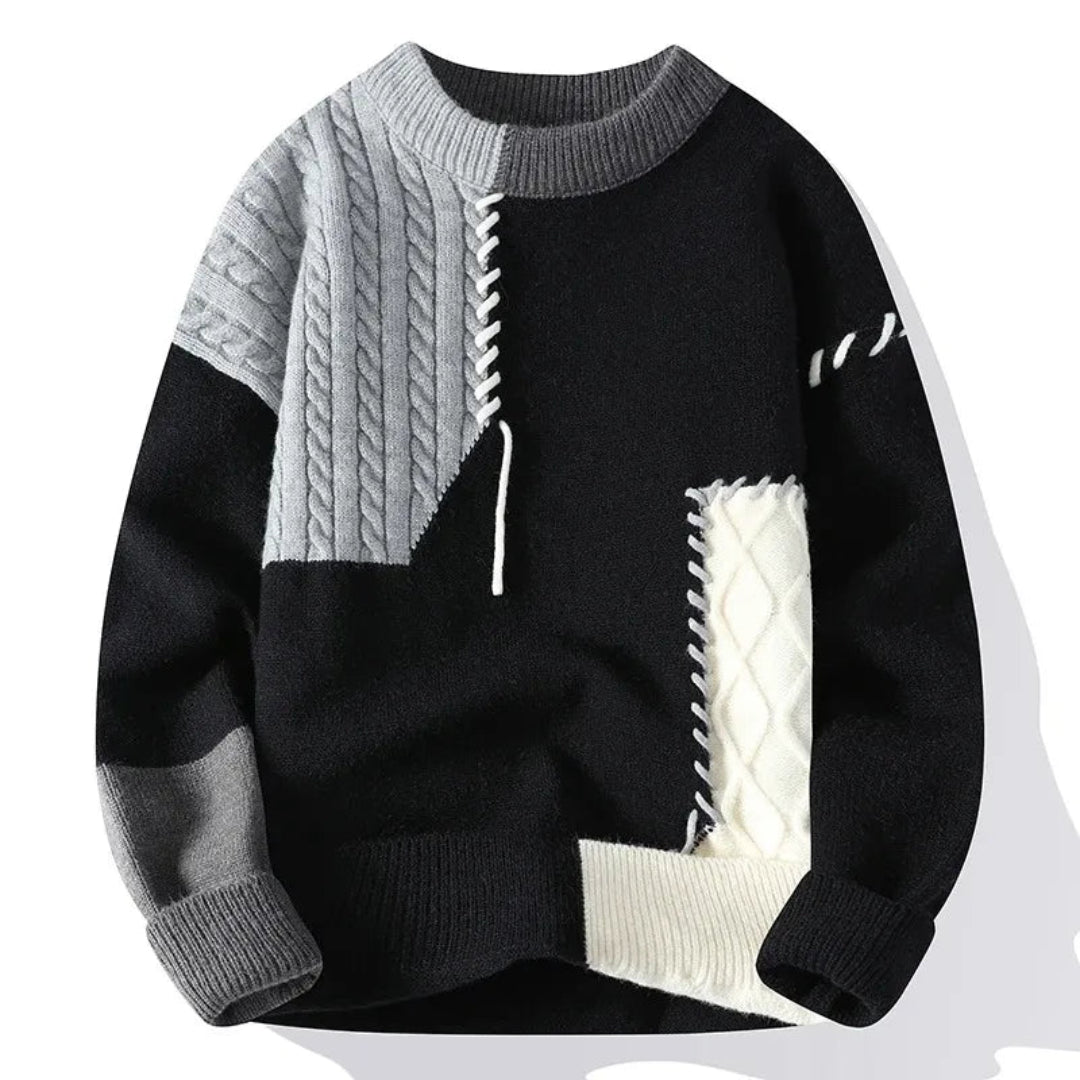 Loose-Fit Patchwork Sweater for Women 3