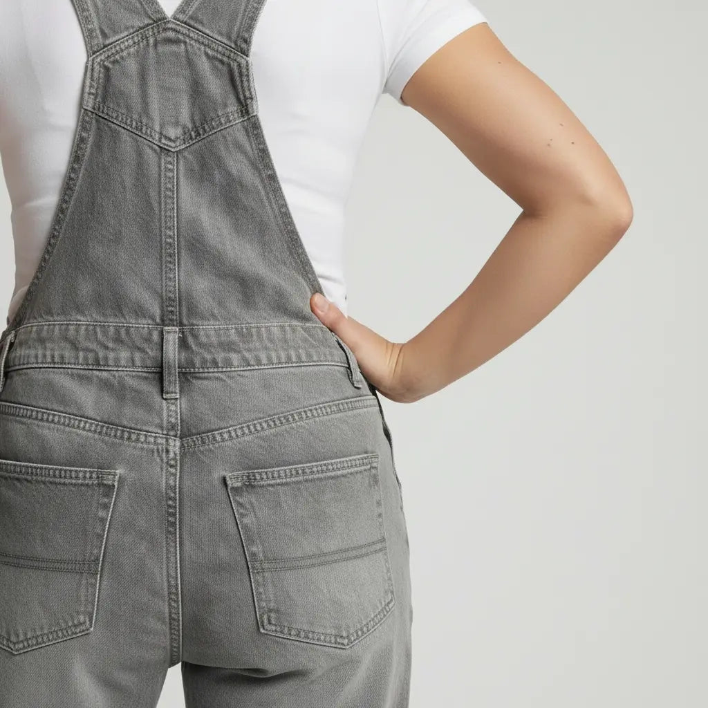 Loose Fit Floral Denim Dungarees for Women