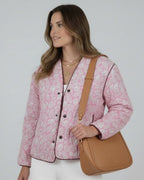 Loose Fit Urban Blouson Jacket for Women with V-Neck and Snap Buttons