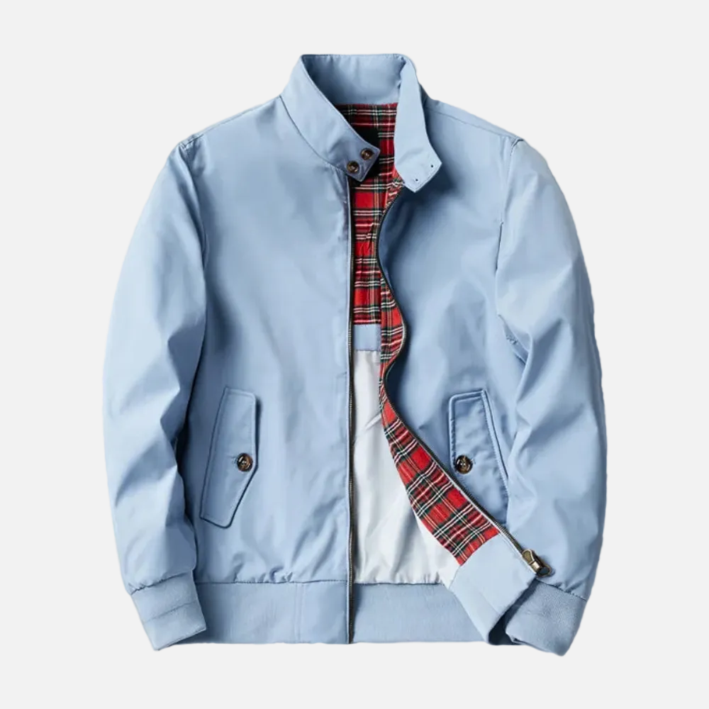 Men's Blouson Jacket with Stand-Up Collar and Elastic Cuffs