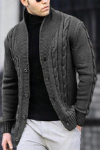 Men's Cable Knit Cardigan with Button Closure