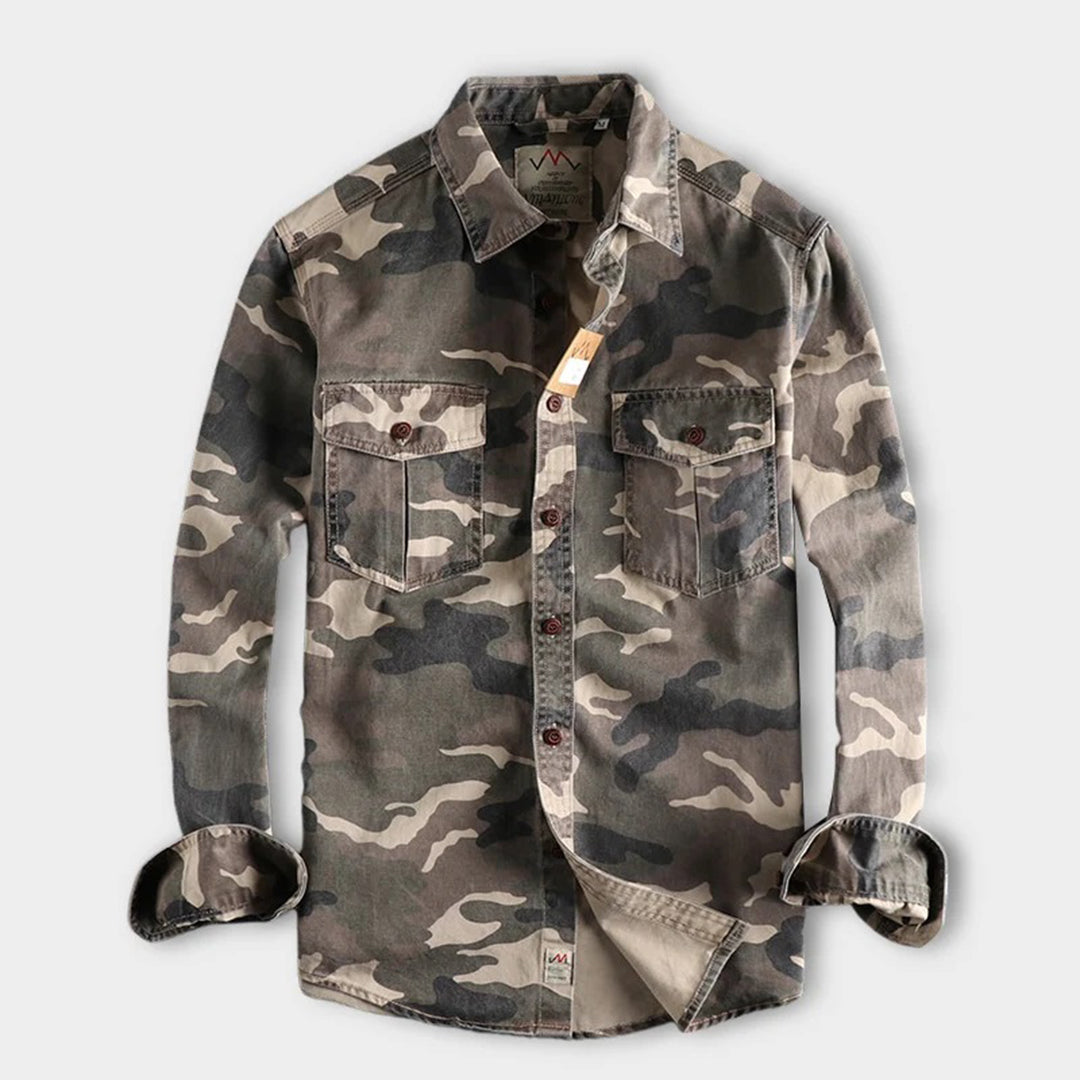 Men's Camouflage Shirt Jacket with Patch Pockets