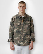 Men's Camouflage Shirt Jacket with Patch Pockets