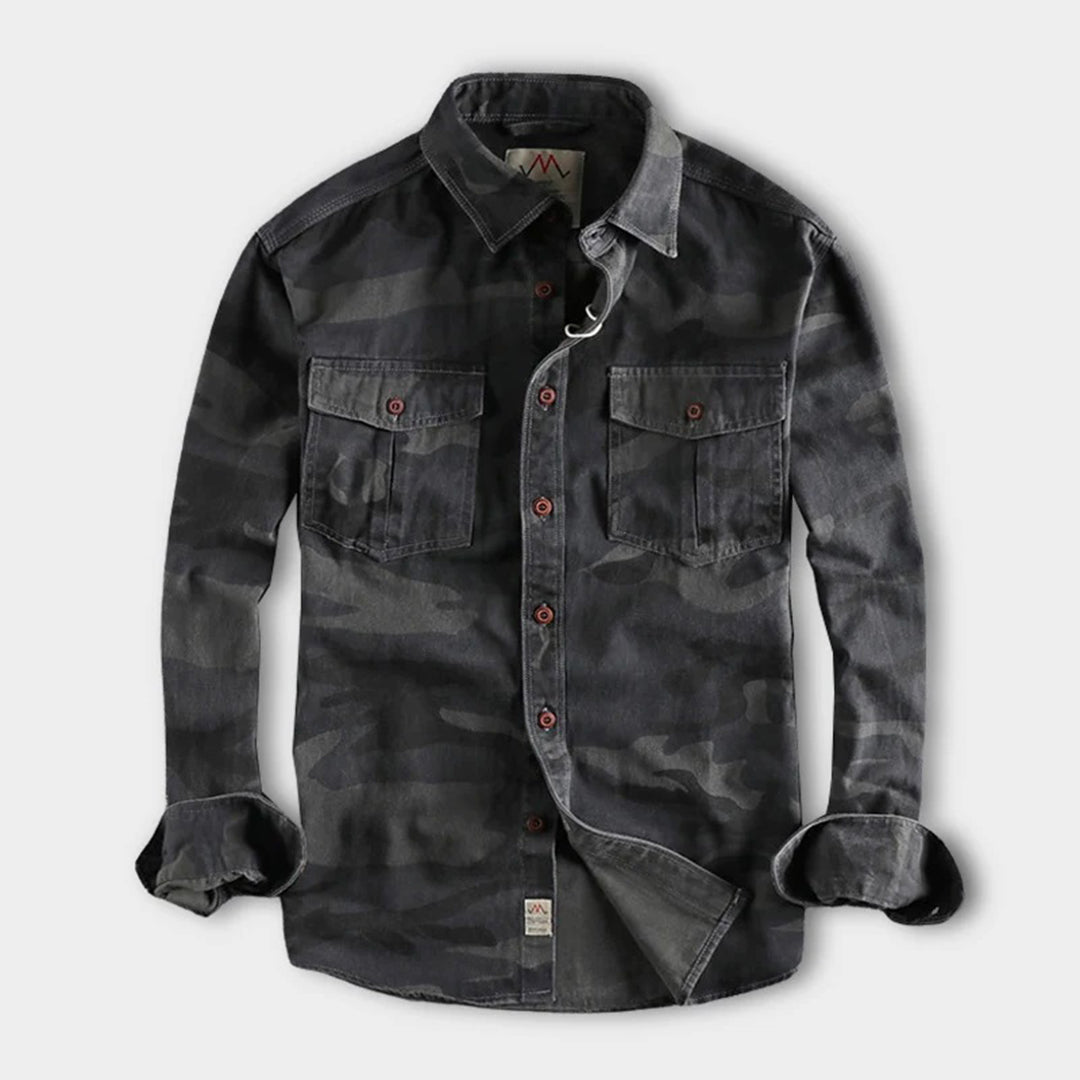Men's Camouflage Shirt Jacket with Patch Pockets