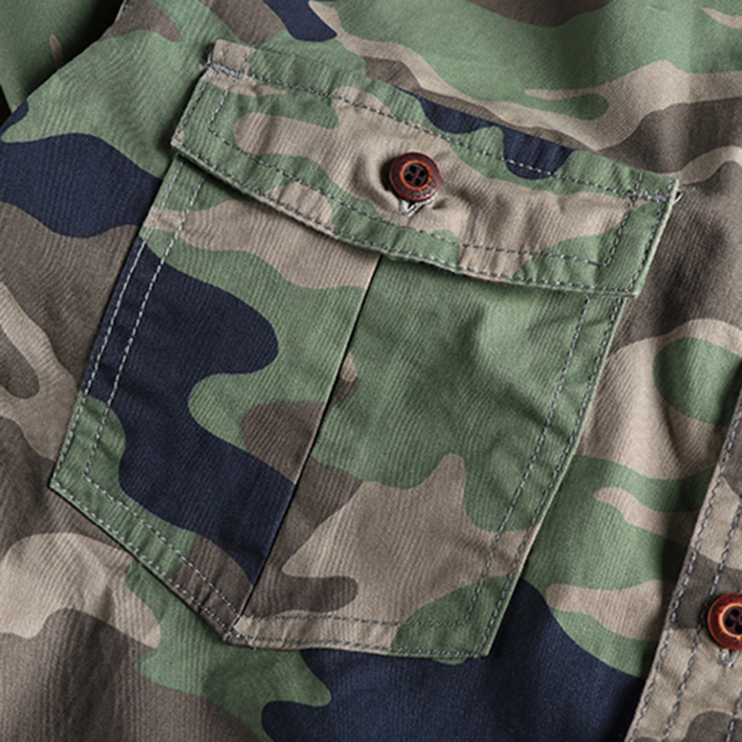 Men's Camouflage Shirt Jacket with Patch Pockets