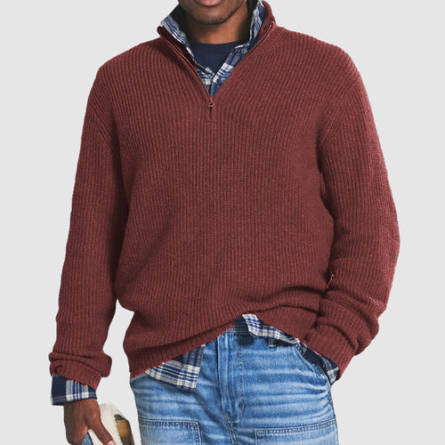 Men's Cashmere Chunky Knit Half Zip Sweater 0