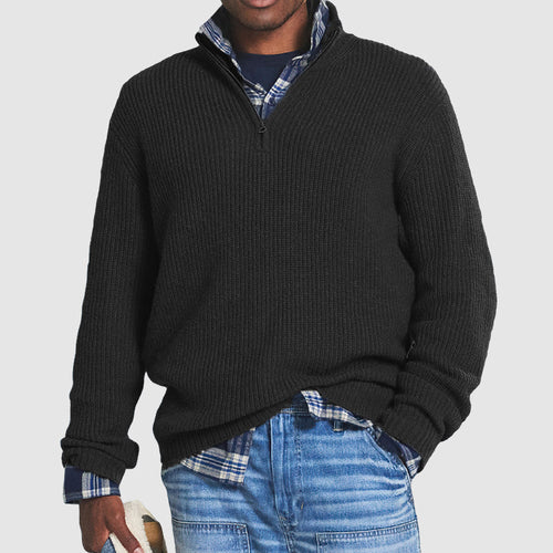Men's Cashmere Chunky Knit Half Zip Sweater 1