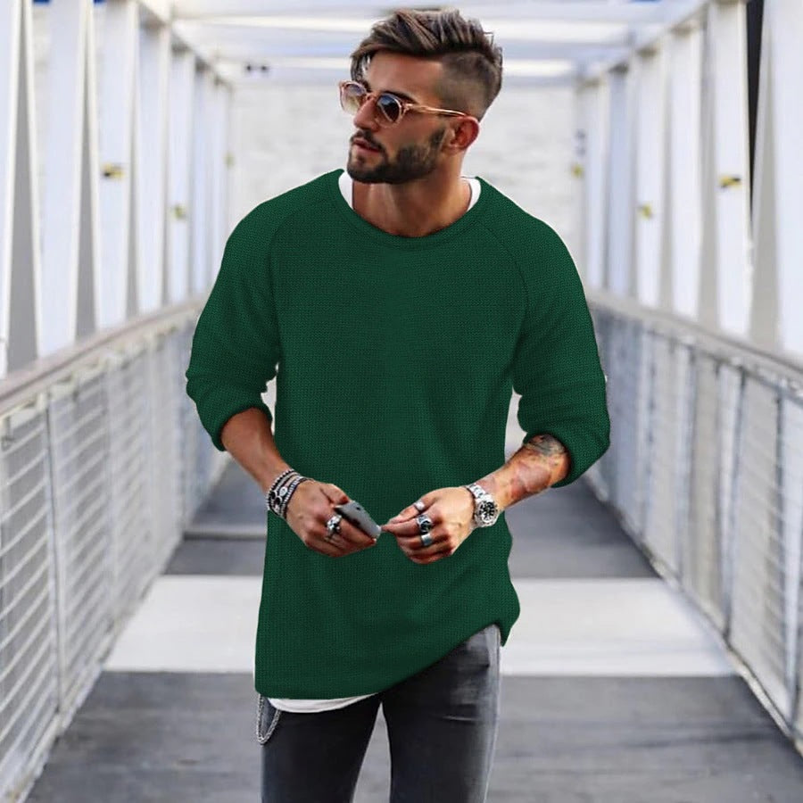 Men's Casual Sweater with Innovative Knit Design