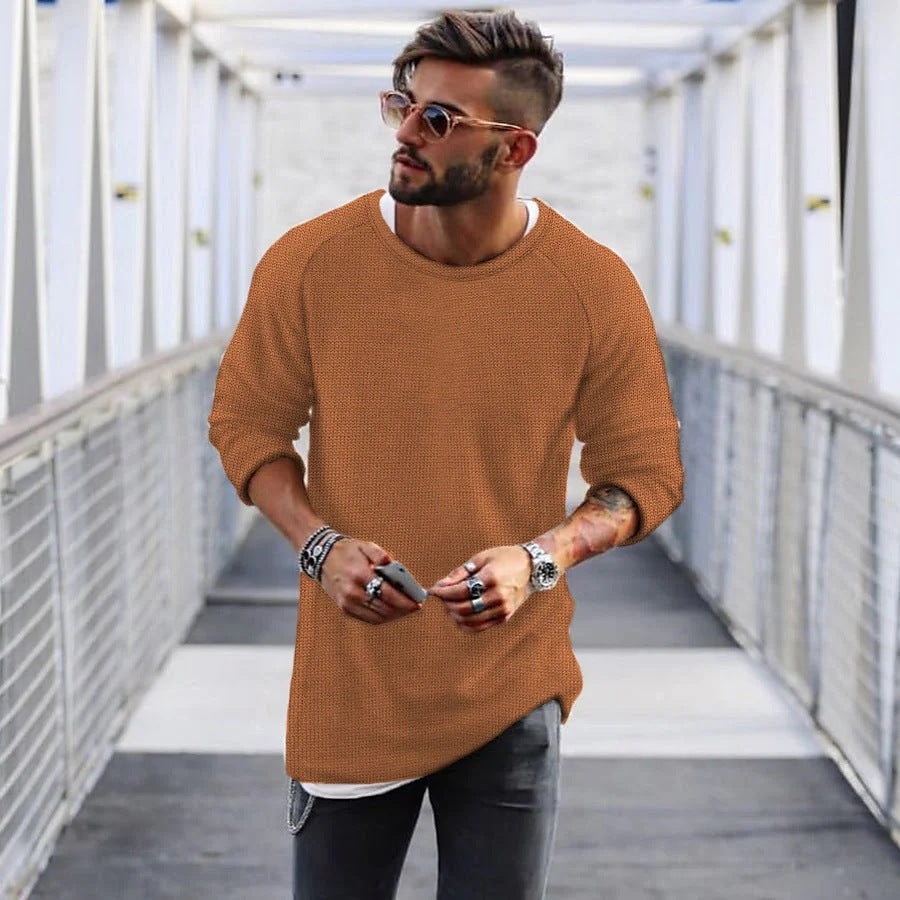 Men's Casual Sweater with Innovative Knit Design
