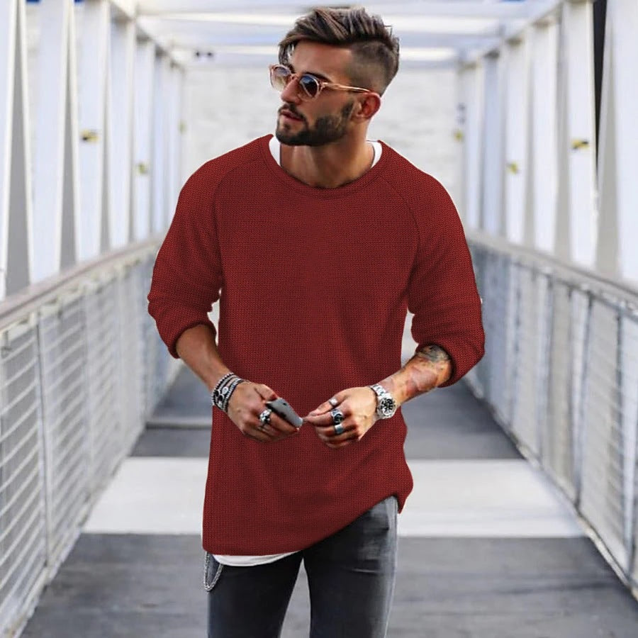 Men's Casual Sweater with Innovative Knit Design
