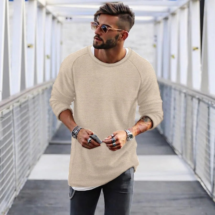 Men's Casual Sweater with Innovative Knit Design