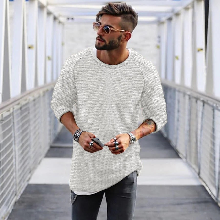 Men's Casual Sweater with Innovative Knit Design