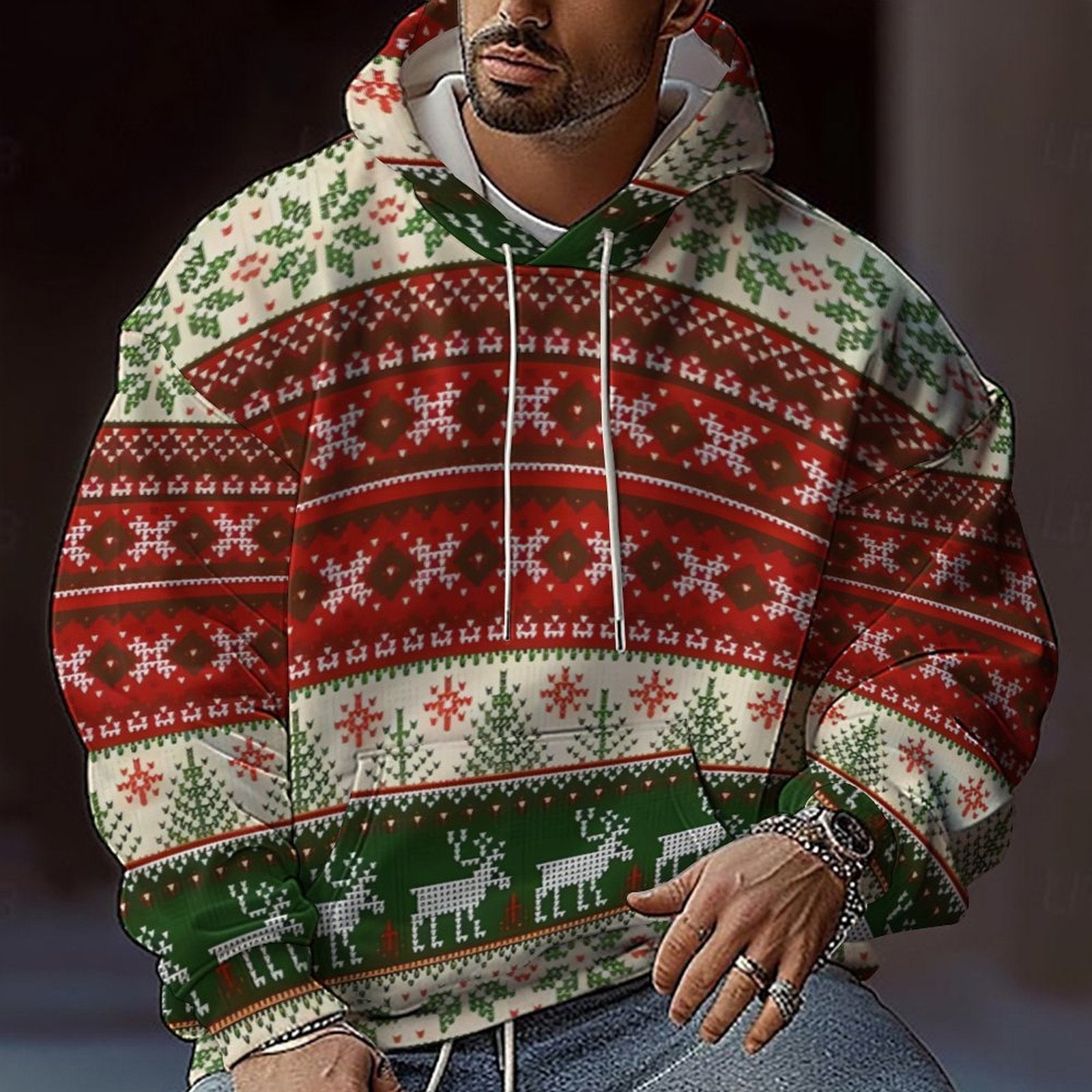 Men's Christmas Hoodie with Graphic Design