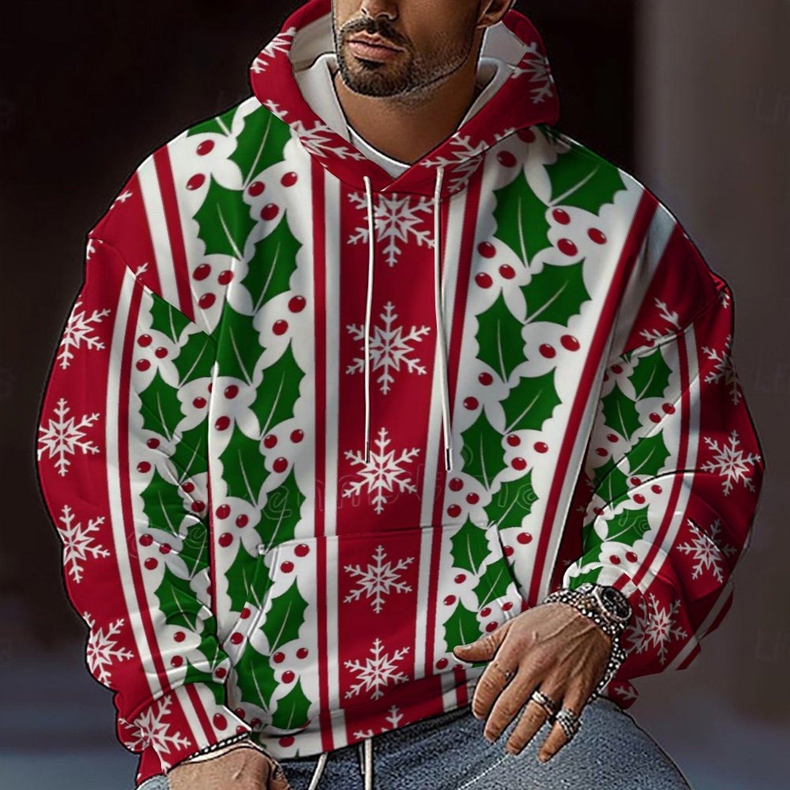 Men's Christmas Hoodie with Graphic Design