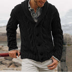 Men's Chunky Knit Cardigan with Lapel