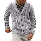 Men's Chunky Knit Cardigan with Lapel