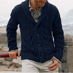 Men's Chunky Knit Cardigan with Lapel